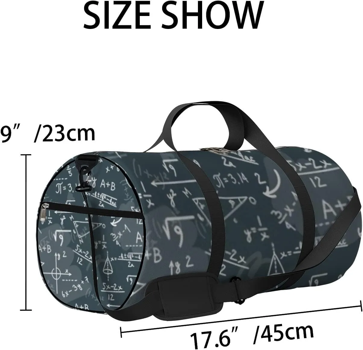 Sports Gym Bag for Women and Men Waterproof Sketch Geometrical Pattern Black Duffel Bag Lightweight Carryon Traveling Boarding Gripsack