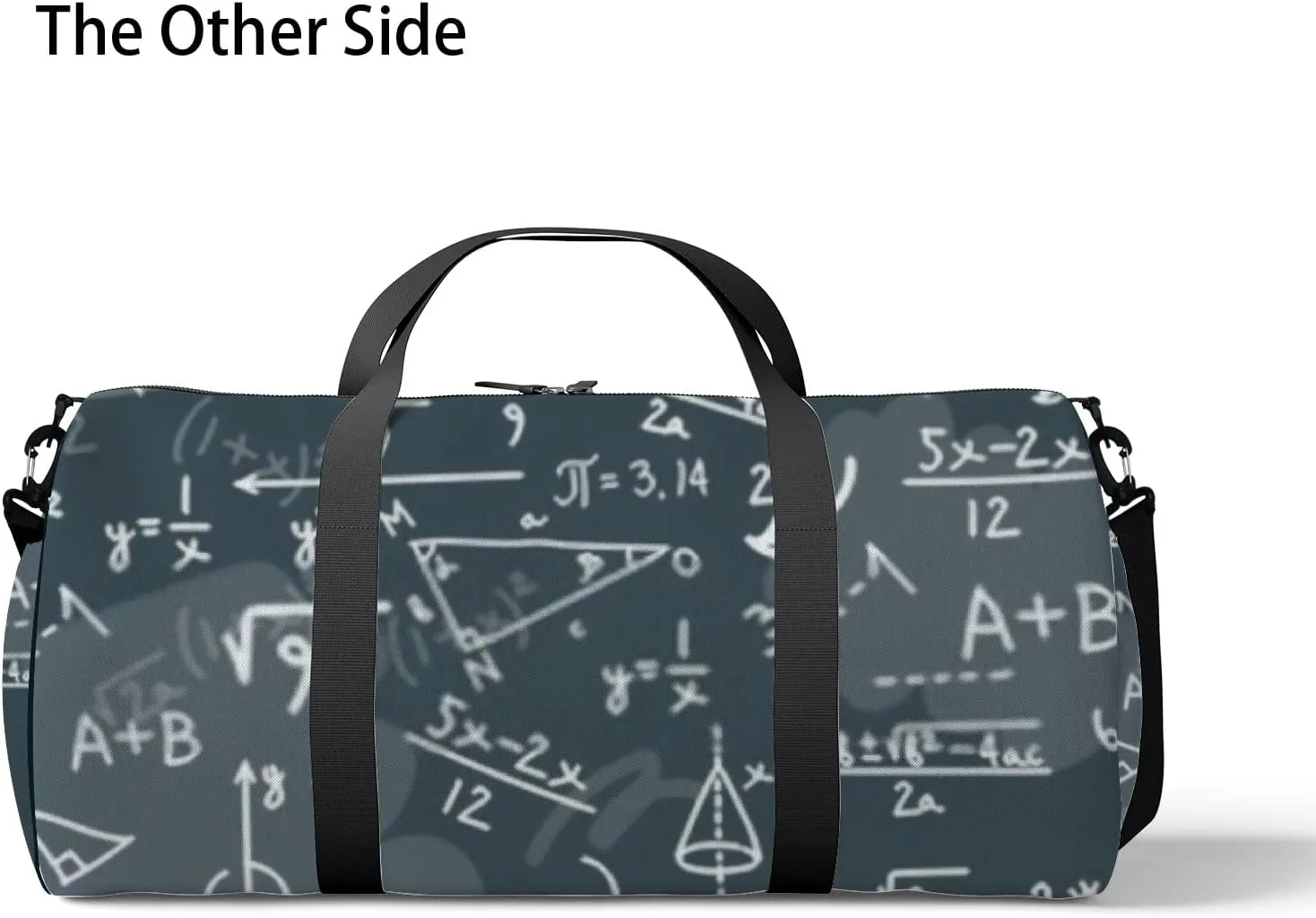 Sports Gym Bag for Women and Men Waterproof Sketch Geometrical Pattern Black Duffel Bag Lightweight Carryon Traveling Boarding Gripsack