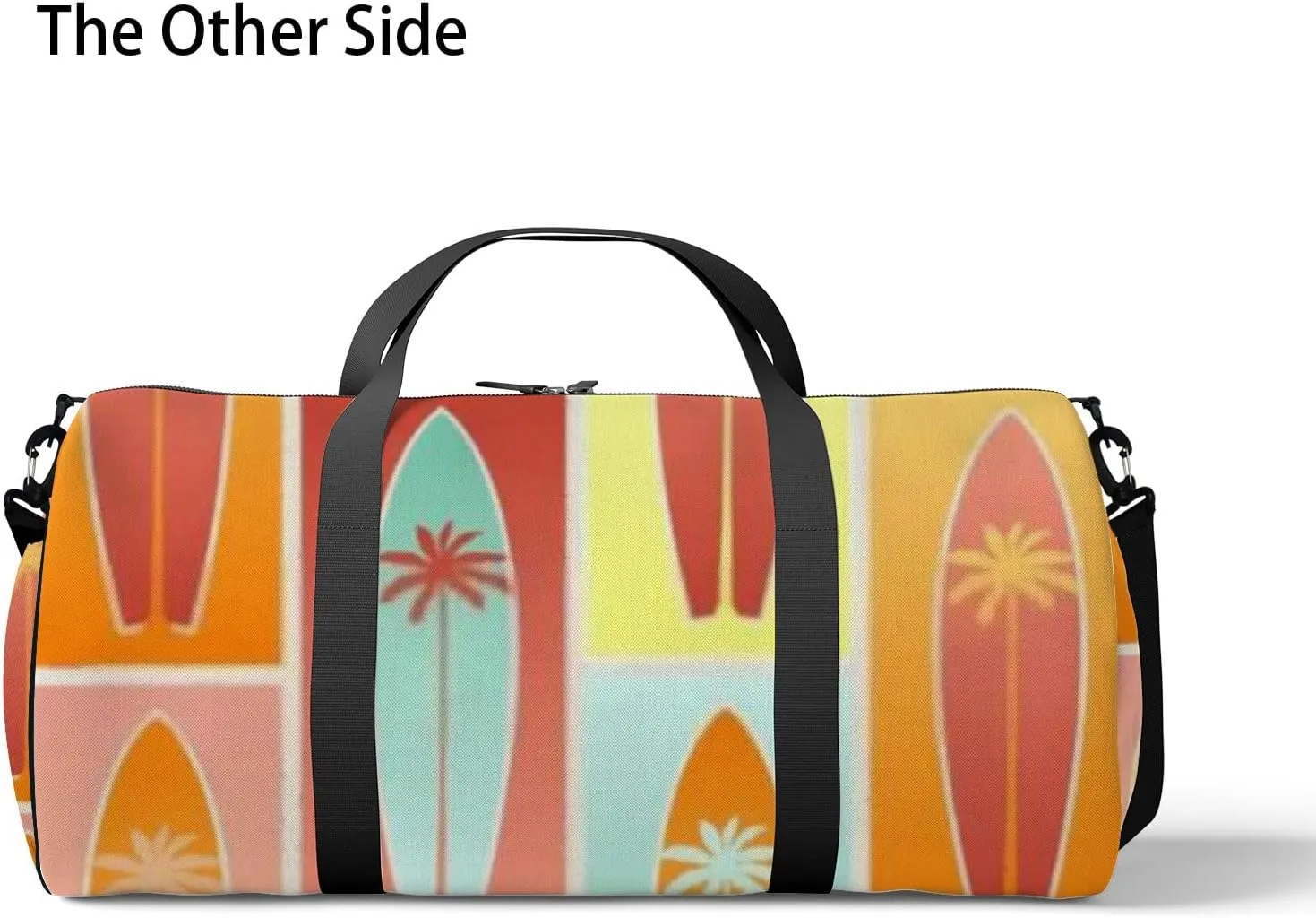 Sports Gym Bag for Women and Men Waterproof Summer Surfboards Palm Tree Duffel Bag Lightweight Carryon Traveling Boarding Gripsack