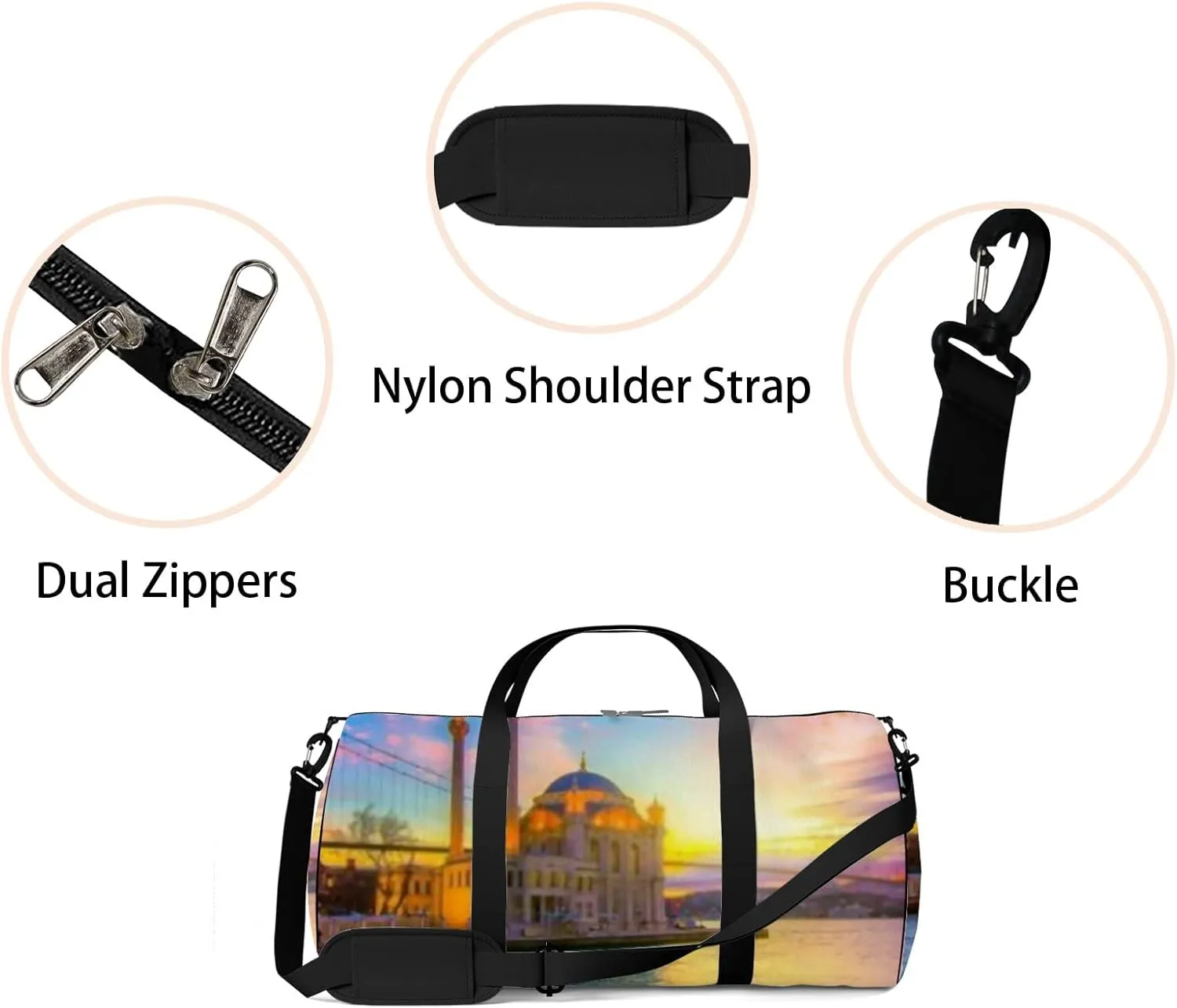 Sports Gym Bag for Women and Men Waterproof Sunrise Clouds Duffel Bag Lightweight Carryon Traveling Boarding Gripsack
