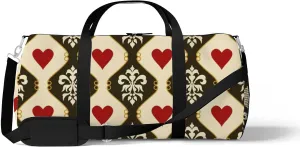 Sports Gym Bag for Women and Men Waterproof Victorian Hearts Duffel Bag Lightweight Carryon Traveling Boarding Gripsack