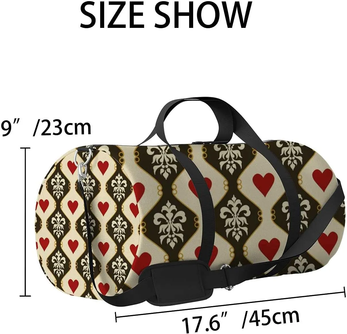Sports Gym Bag for Women and Men Waterproof Victorian Hearts Duffel Bag Lightweight Carryon Traveling Boarding Gripsack
