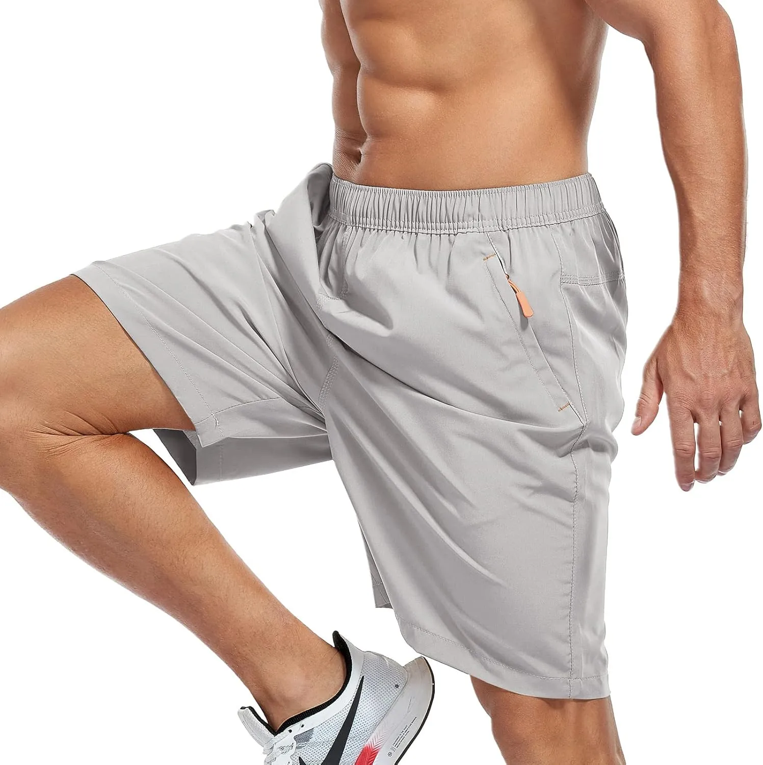 SPOSULEI Men's Athletic Hiking Shorts Water Resistant Quick-Dry Lightweight Outdoor Sweat Shorts with Zipper Pockets