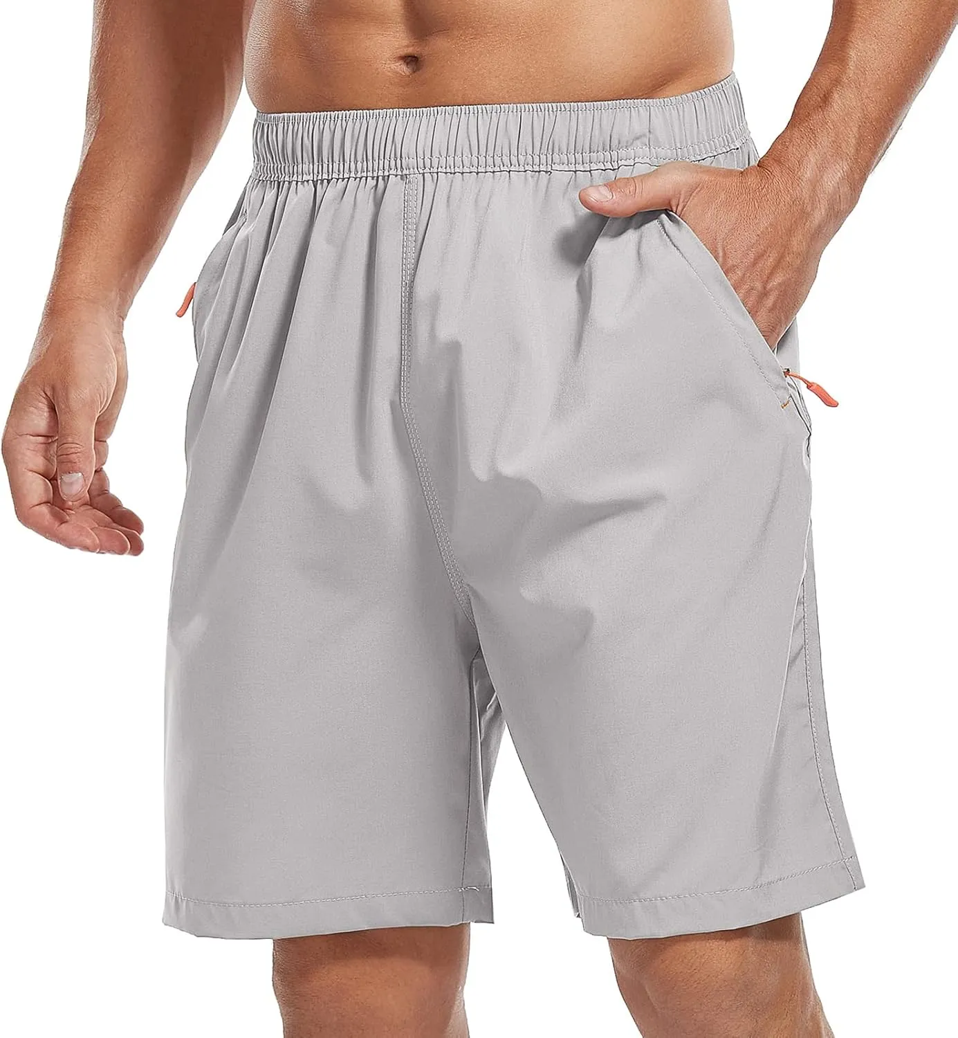 SPOSULEI Men's Athletic Hiking Shorts Water Resistant Quick-Dry Lightweight Outdoor Sweat Shorts with Zipper Pockets
