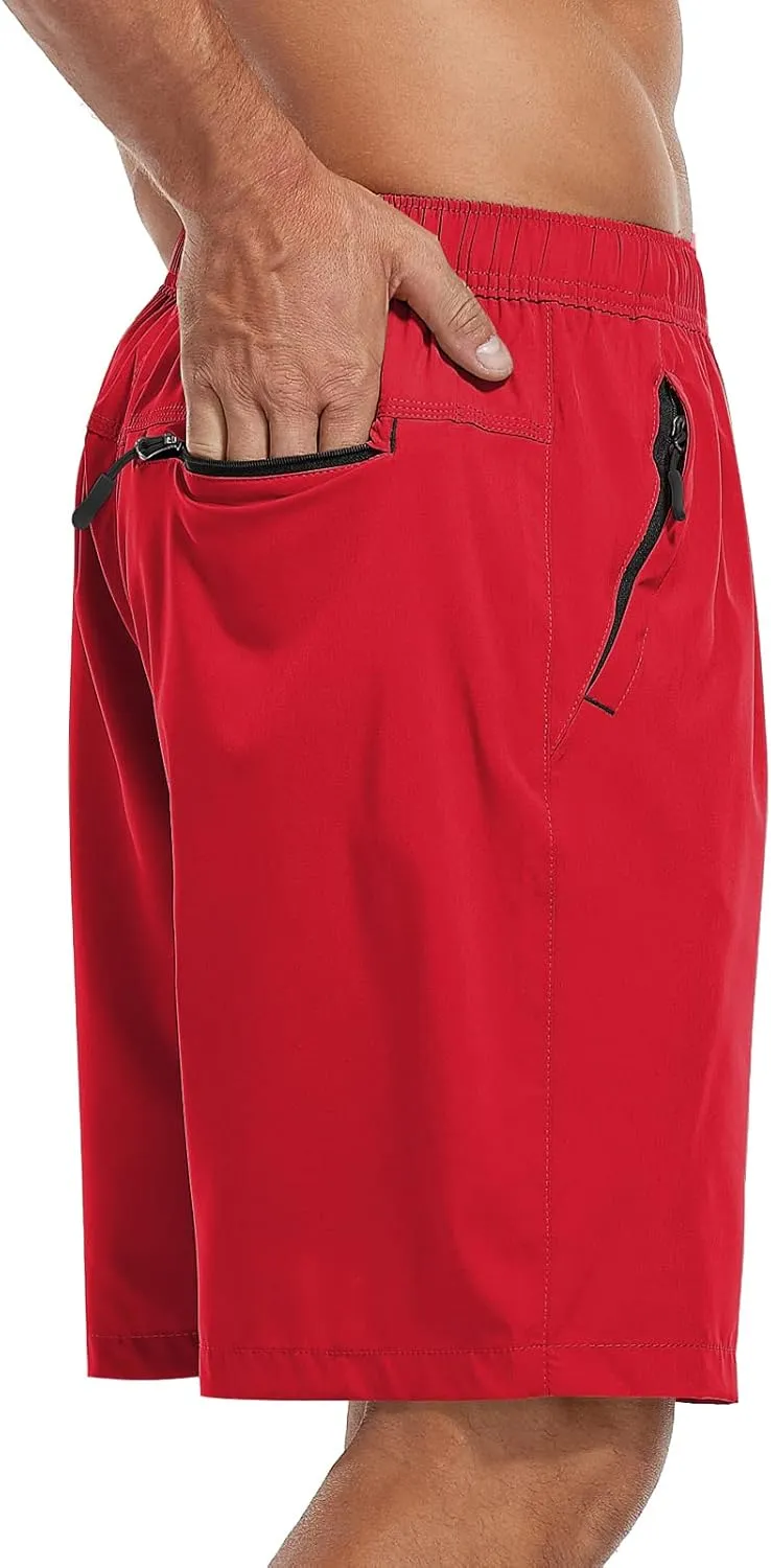 SPOSULEI Men's Athletic Hiking Shorts Water Resistant Quick-Dry Lightweight Outdoor Sweat Shorts with Zipper Pockets