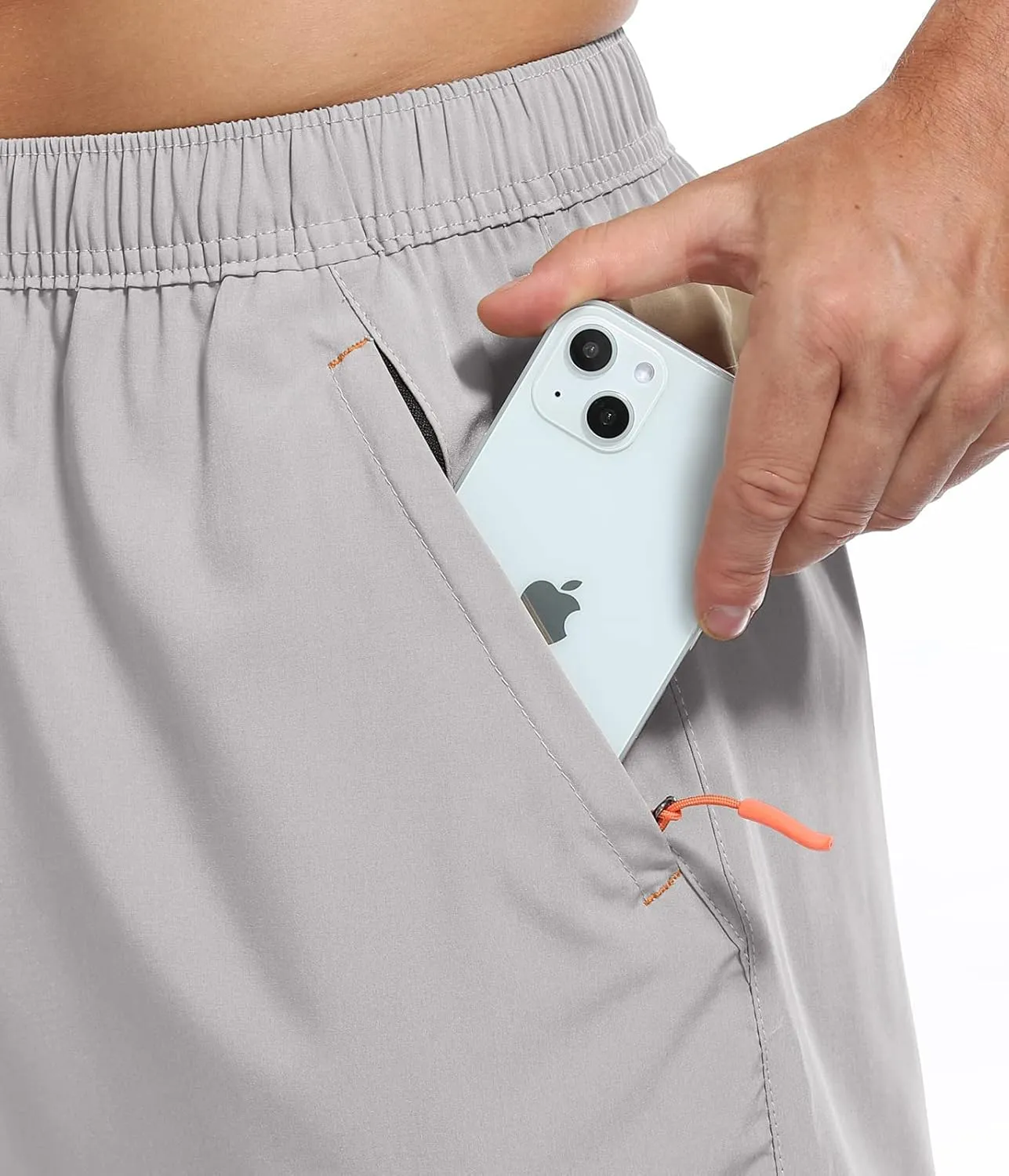 SPOSULEI Men's Athletic Hiking Shorts Water Resistant Quick-Dry Lightweight Outdoor Sweat Shorts with Zipper Pockets