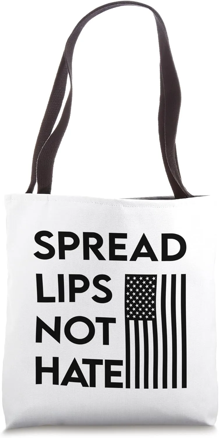 Spread Lips Not Hate Funny Gym Fitness and Workout Tote Bag