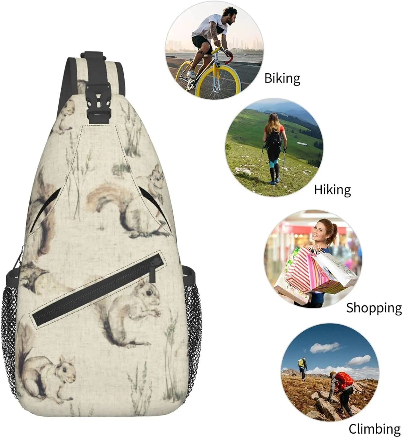 Squirrels Background Sling Bag Backpack For Men Cross Chest Bag Crossbody Shoulder Bag Travel Hiking Daypack