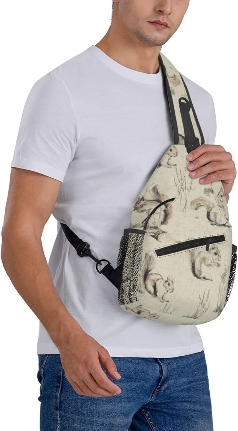 Squirrels Background Sling Bag Backpack For Men Cross Chest Bag Crossbody Shoulder Bag Travel Hiking Daypack