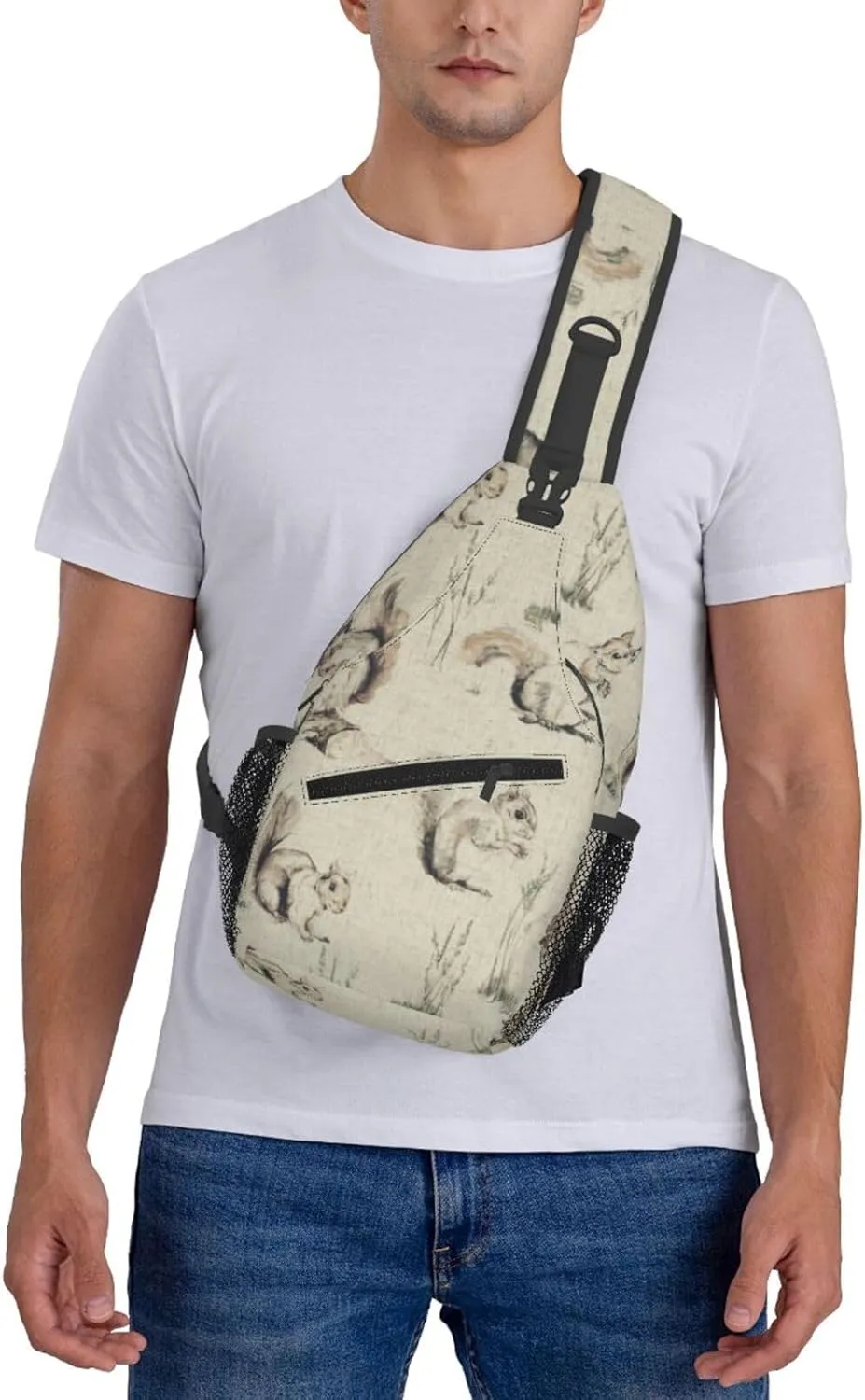 Squirrels Background Sling Bag Backpack For Men Cross Chest Bag Crossbody Shoulder Bag Travel Hiking Daypack