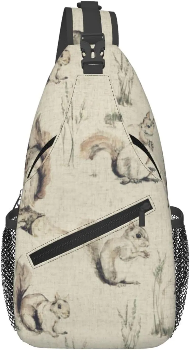 Squirrels Background Sling Bag Backpack For Men Cross Chest Bag Crossbody Shoulder Bag Travel Hiking Daypack