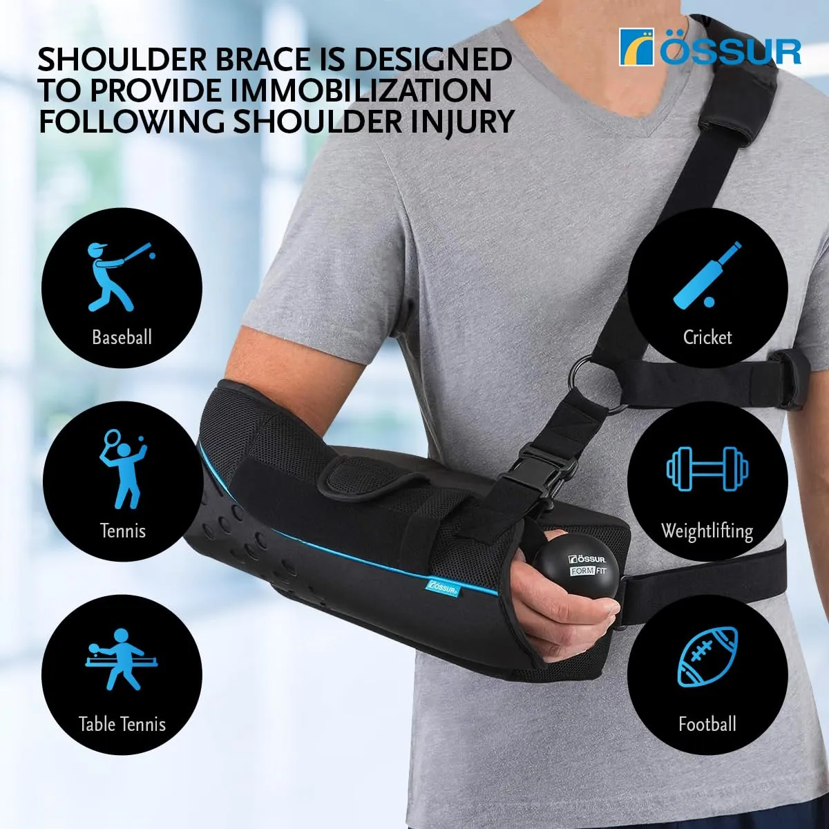Össur Formfit Shoulder Brace Sling Only - Adjustable Support for Injury Recovery, Rotator Cuff, Labrum Tear, & Pain Relief - Orthopedic Solution for Men & Women - Shoulder Stabilizer - Regular