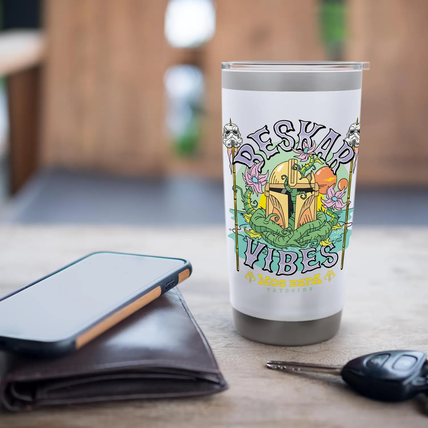 Star Wars The Mandalorian Beskar Vibes Mos Espa Surf Beach Stainless Steel Insulated Tumbler