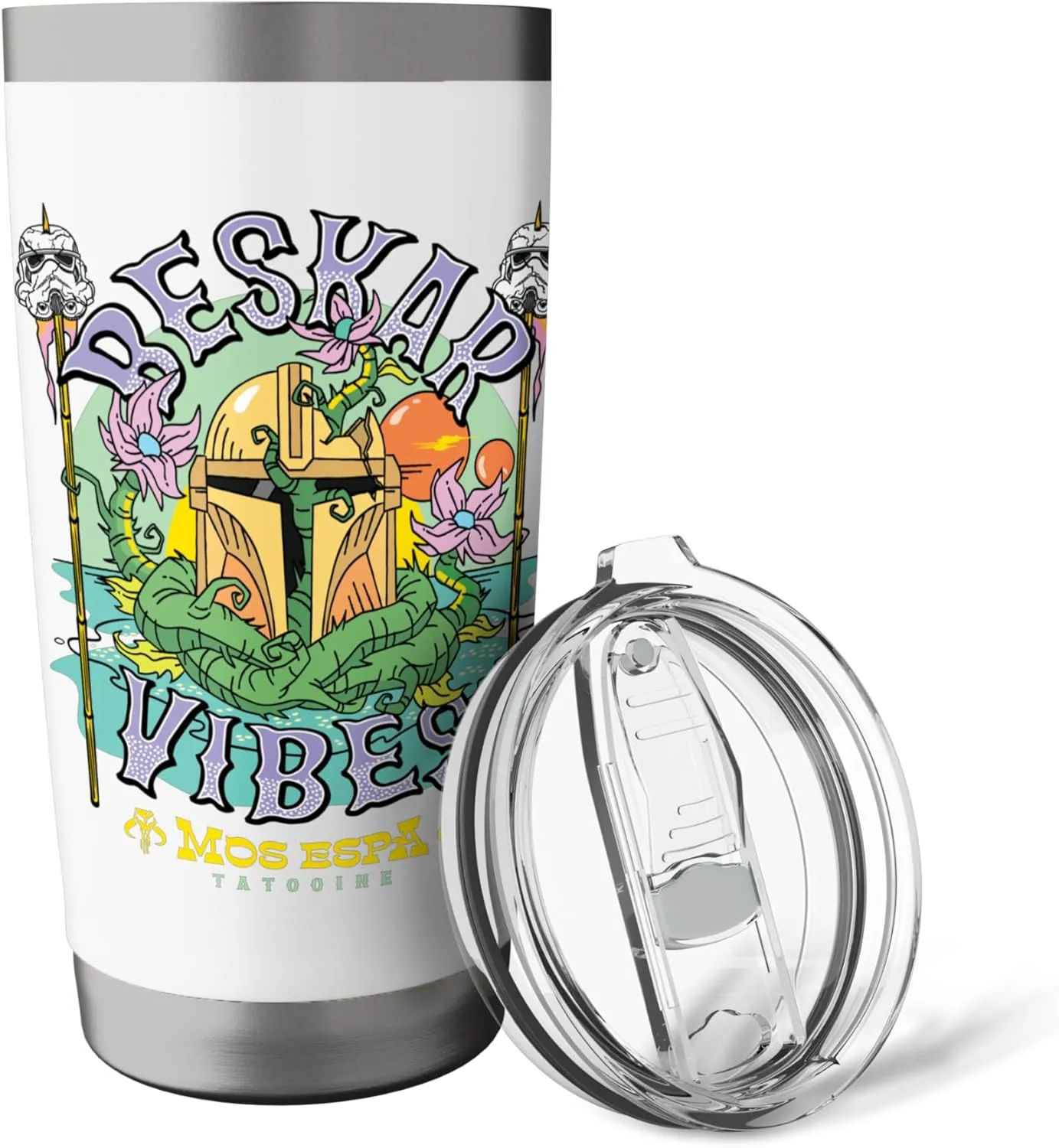 Star Wars The Mandalorian Beskar Vibes Mos Espa Surf Beach Stainless Steel Insulated Tumbler