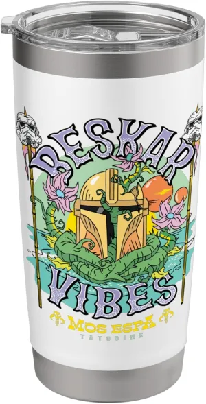 Star Wars The Mandalorian Beskar Vibes Mos Espa Surf Beach Stainless Steel Insulated Tumbler