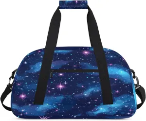 Starry Sky Gym Duffel Bag for Men Women Polka Dots Sports Tote Bag with Adjustable Shoulder Strap for Dance Gymnastics Traveling Outdoor Camping Overnight Stay