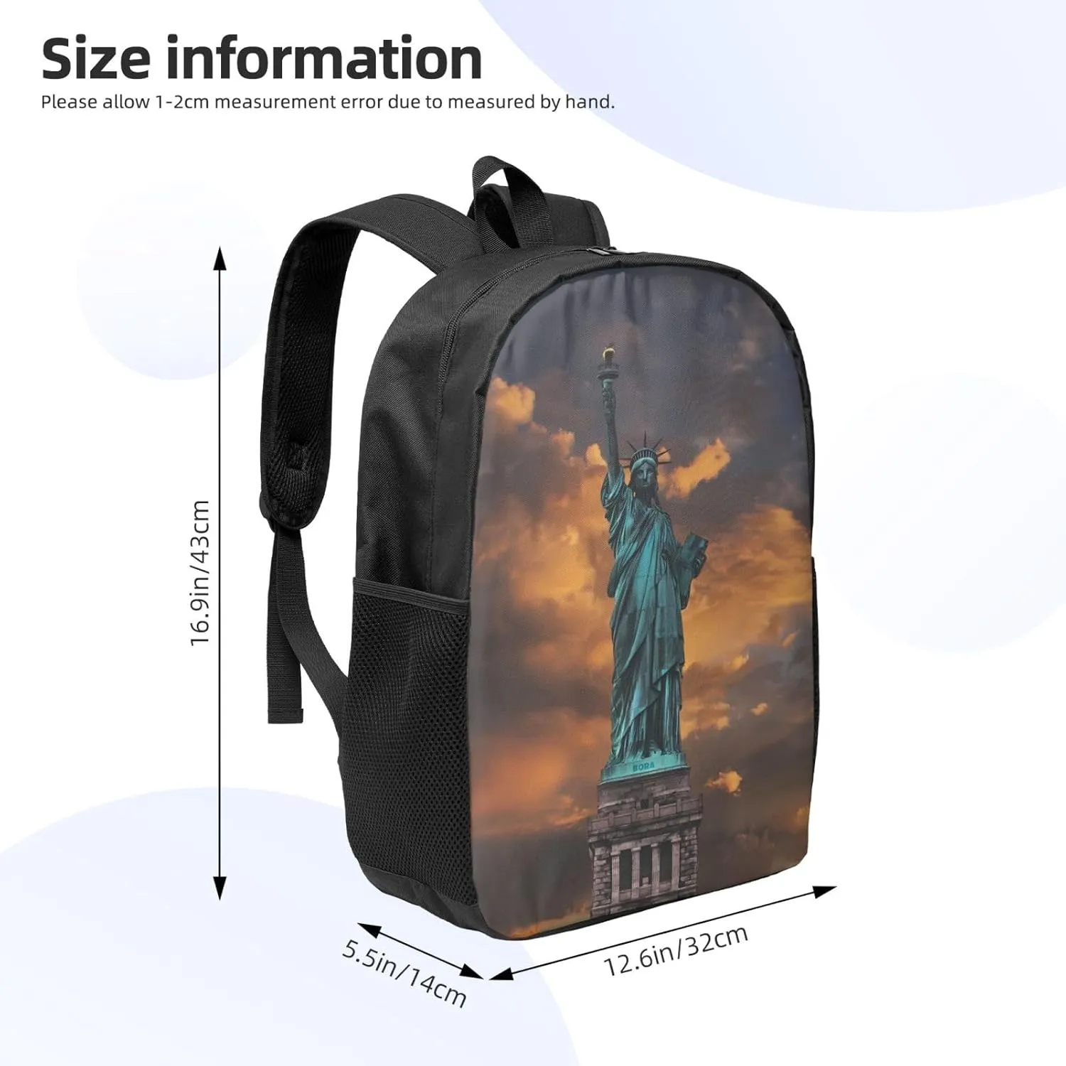 Statue Of Libertys Backpack, 17 Inch Travel Business Laptop Backpack For Women Men