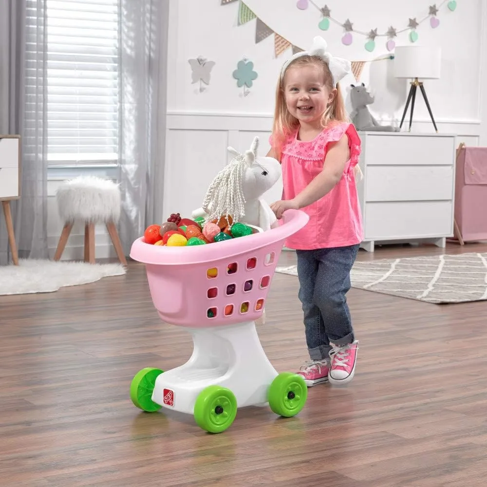 Step2 Little Helper's Shopping Cart for Kids, Play Grocery Cart, Made of Durable Plastic, for Toddlers 2  Years Old, Pink