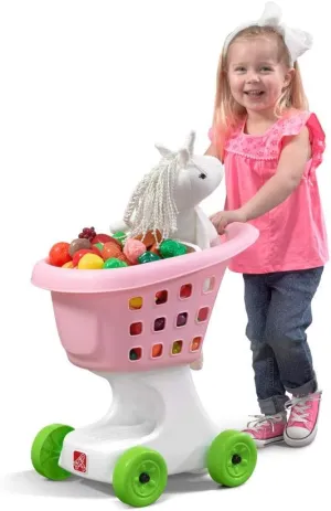 Step2 Little Helper's Shopping Cart for Kids, Play Grocery Cart, Made of Durable Plastic, for Toddlers 2  Years Old, Pink