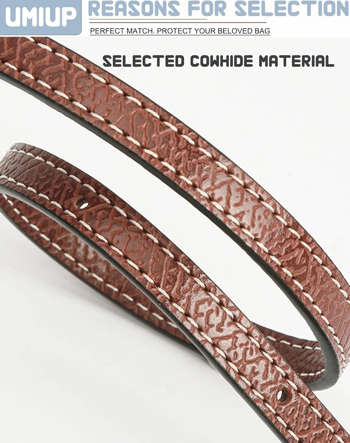 Straps Kit Compatible with Longchamp Mini Bags Shoulder Pouch, Leather Adjustable Purse Straps Crossbody Strap Compatible for Longchamp LP Xtra XS Pouch Conversion Kit GOLD Hardware Brown-Gold A