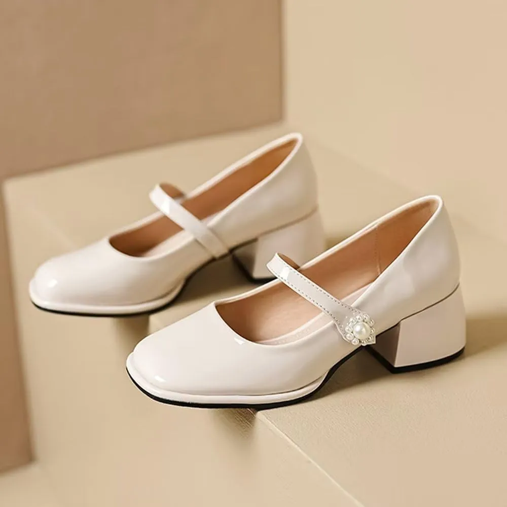 Stunner Women's Chunky Low Block Heel Dress Shoes Mary Janes Heels for Women Comfortable Closed Toe Work Pumps