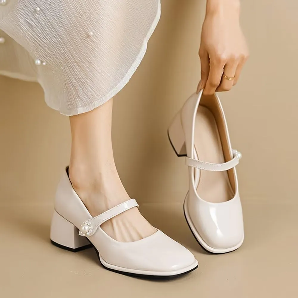 Stunner Women's Chunky Low Block Heel Dress Shoes Mary Janes Heels for Women Comfortable Closed Toe Work Pumps