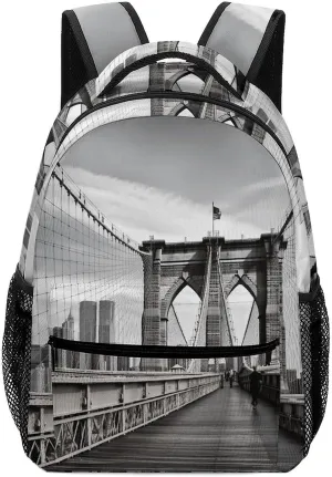 Stylish Backpack, Brooklyn Bridge Print Durable Backpack Travel Backpack Hiking Backpack Ergonomic Backpack Comfortable Backpack, Style