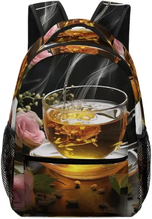 Stylish Backpack, Cup of Tea Print Durable Backpack Travel Backpack Hiking Backpack Ergonomic Backpack Comfortable Backpack