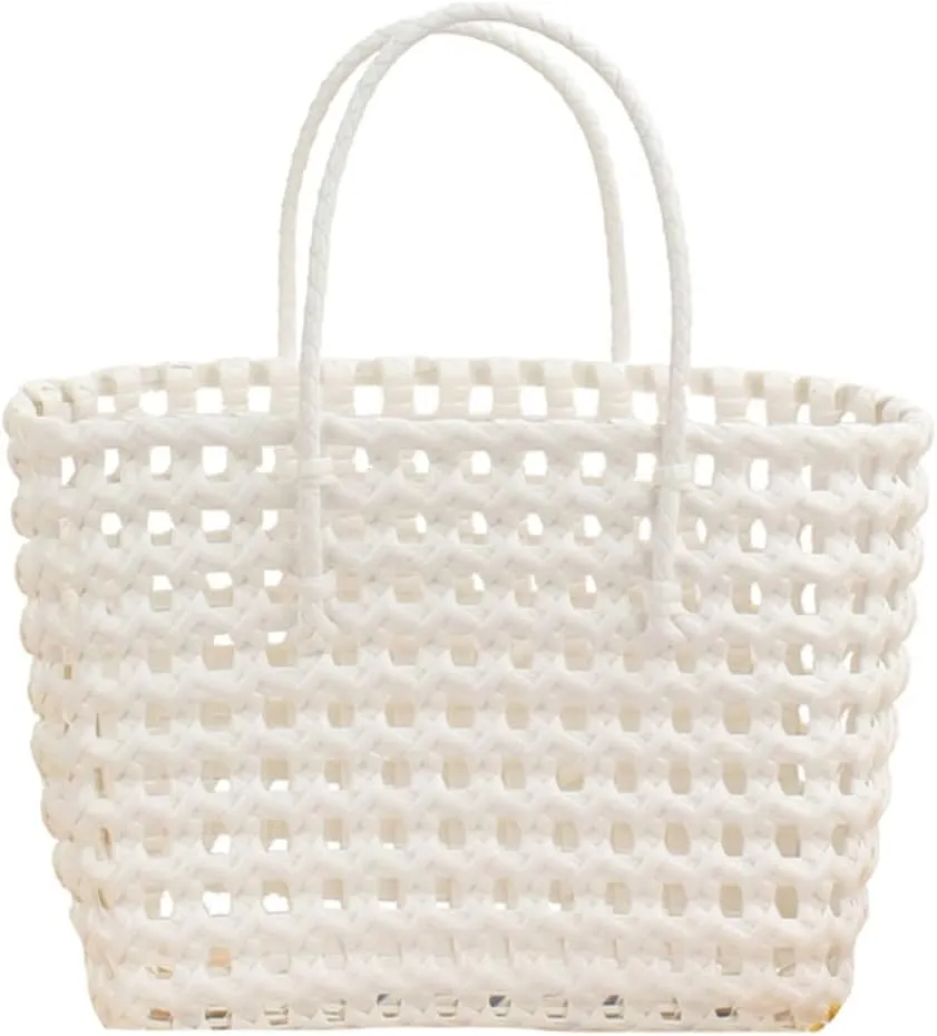 Summer Woven Beach Bag for Women - Washable Cute Jelly Plastic Hobo Shoulder Travel Bag for Sports Beach 2024