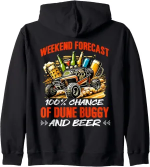 Sun Beach Race Rail Racing Car Dune Buggy And Beer Zip Hoodie