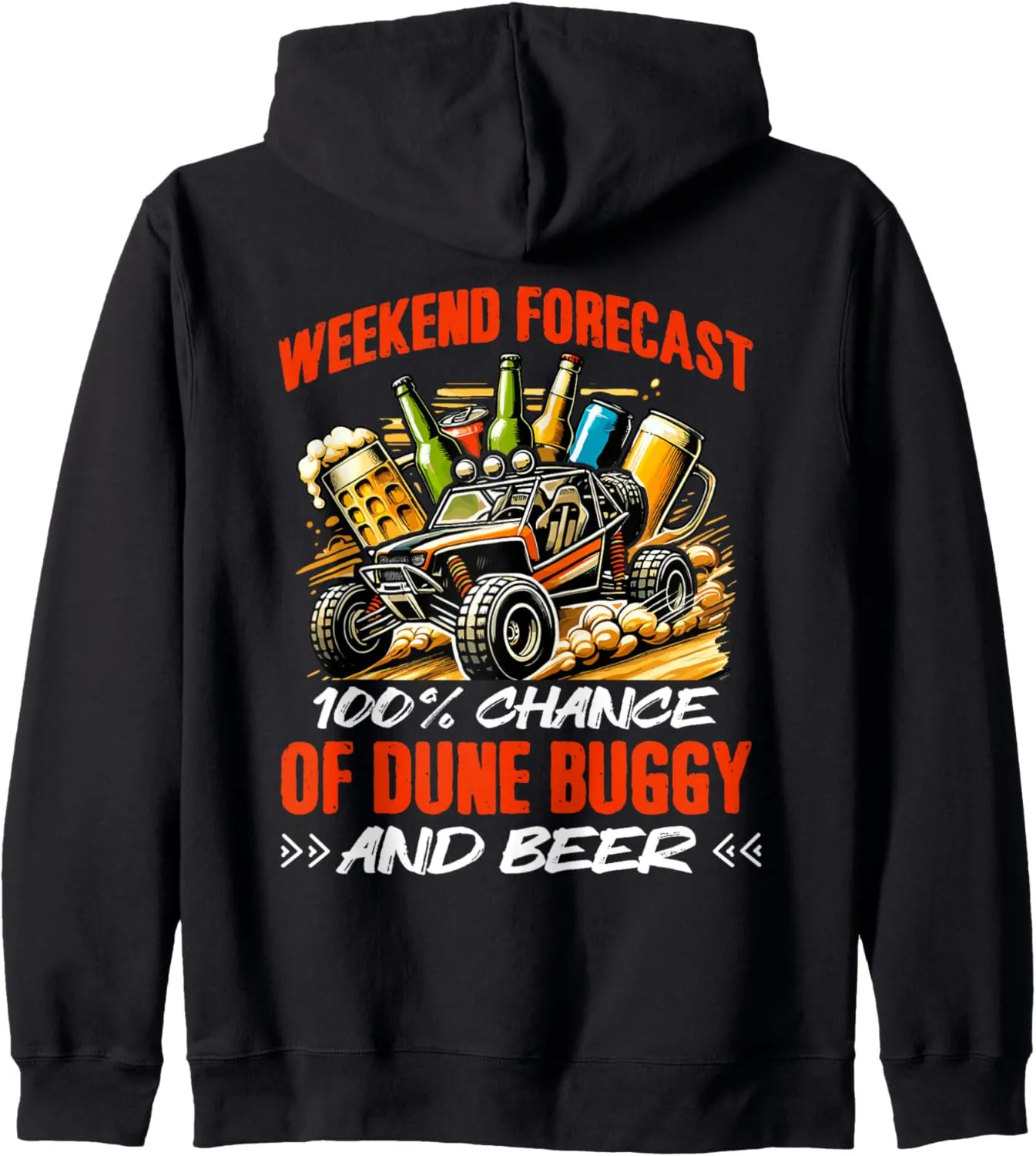 Sun Beach Race Rail Racing Car Dune Buggy And Beer Zip Hoodie