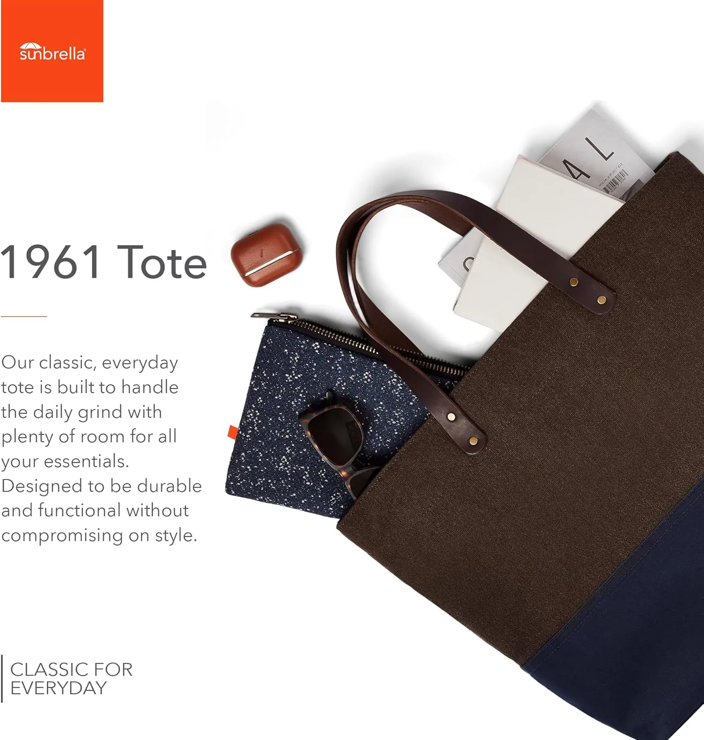 Sunbrella 1961 Tote Bag | Durable, Water & Stain Resistant | Fits 13" Laptop | Recycled Material | For Business & Travel | Sable
