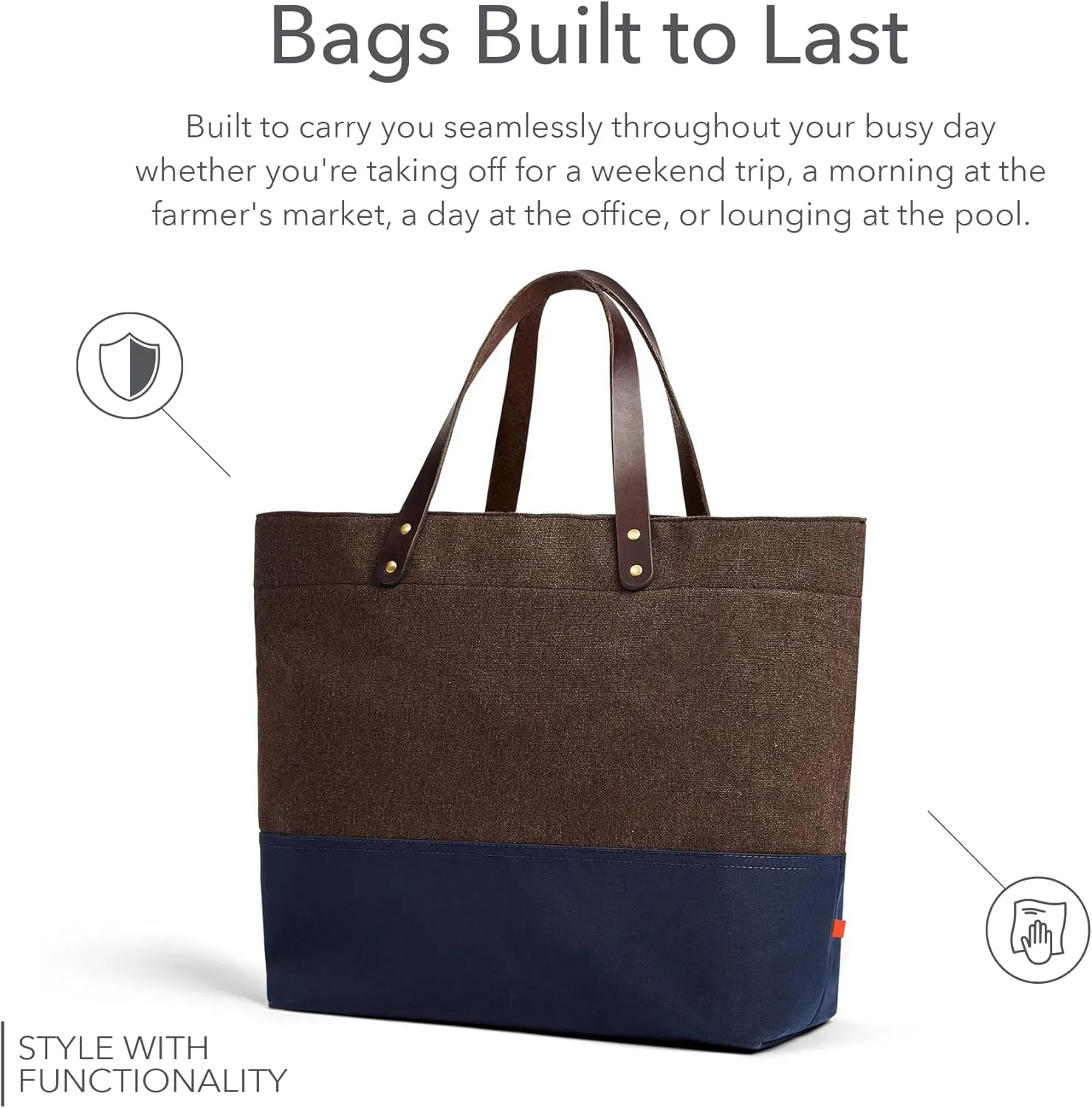 Sunbrella 1961 Tote Bag | Durable, Water & Stain Resistant | Fits 13" Laptop | Recycled Material | For Business & Travel | Sable