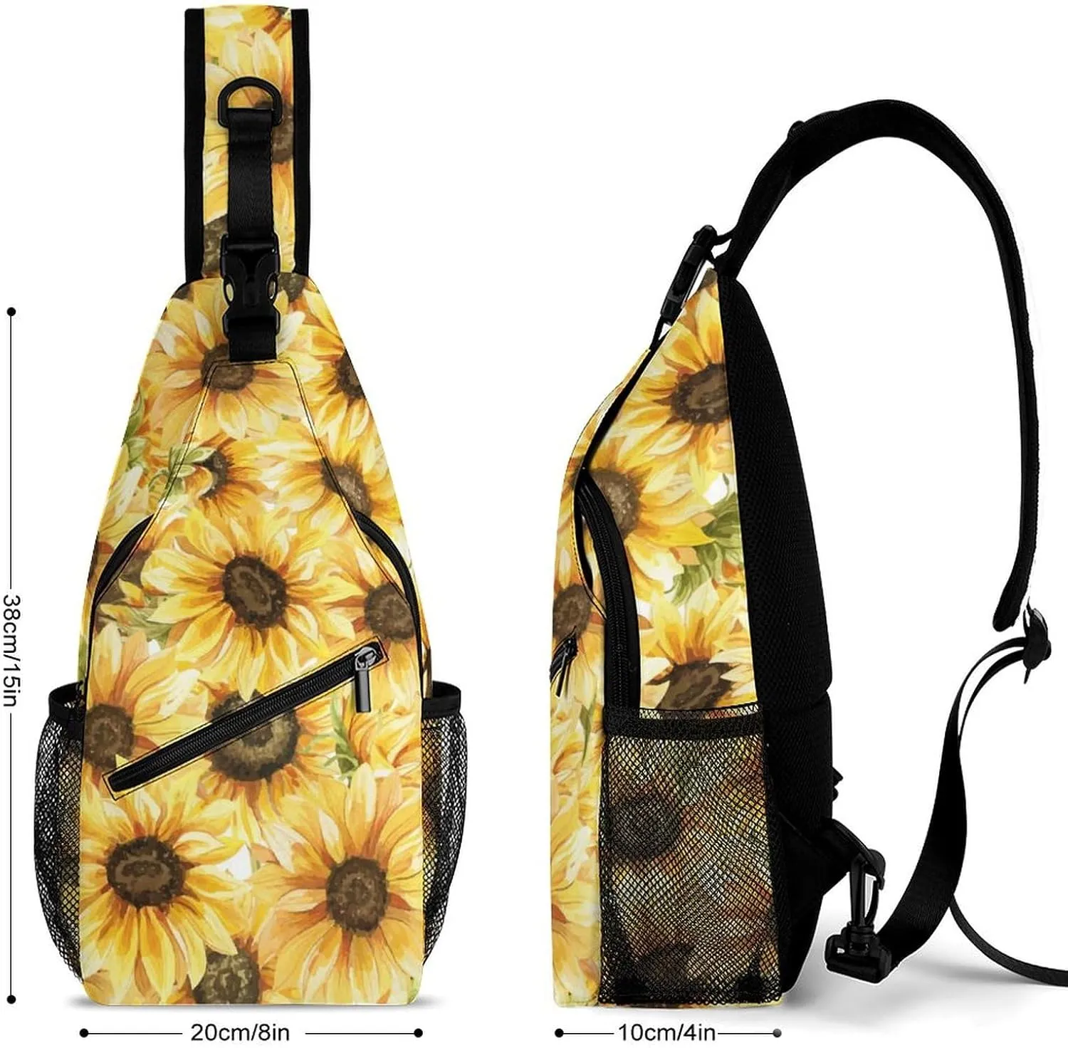 Sunflowers-flowers Print Crossbody Sling Bag for Women Men Travel Chest Bag, Cycling Shoulder Backpack