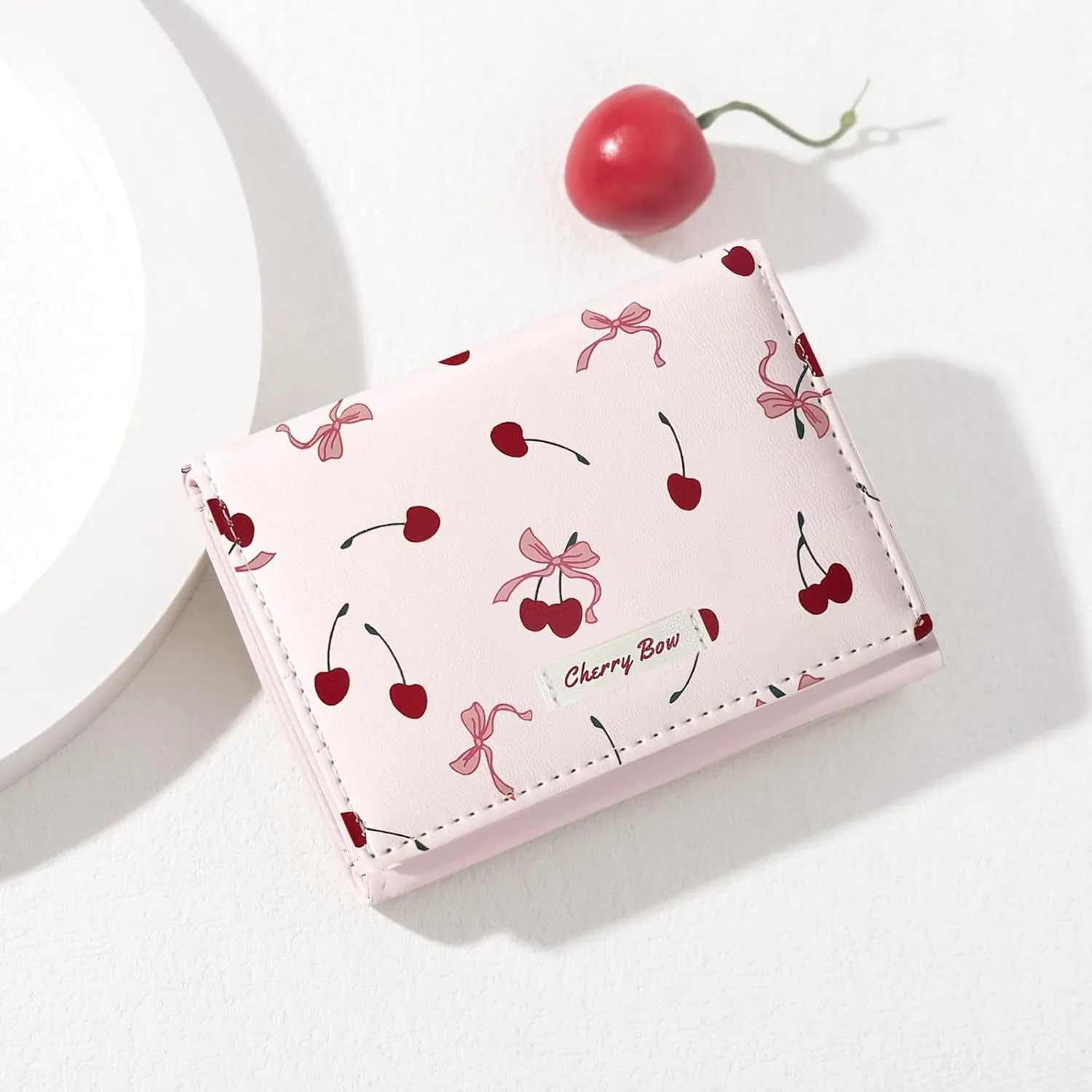 Sunwel Fashion Cute Coquette Bow Wallet with Key-chain Aesthetic Card Holder ID Window for Women Girls (367PINK)