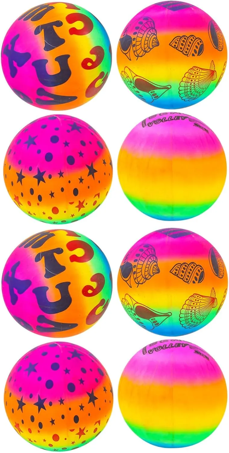 SUPVOX Giant Inflatable Ball Toys for Boys and Girls 8 Pack Large Beach Balls Safe PVC Material Easy to Inflate/Deflate for Storage