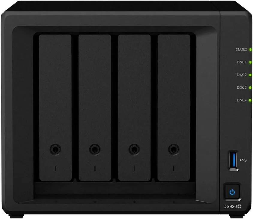 Synology DiskStation DS920  NAS Server for Business with Celeron J4125 Quad-Core CPU, 8GB DDR4 Memory, 16TB HDD, DSM Operating System