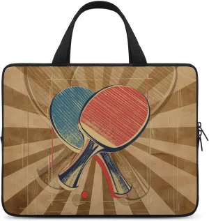 Table Tennis Retro Laptop Bag Laptop Case Computer Messenger Bag with Adjustable Shoulder Strap