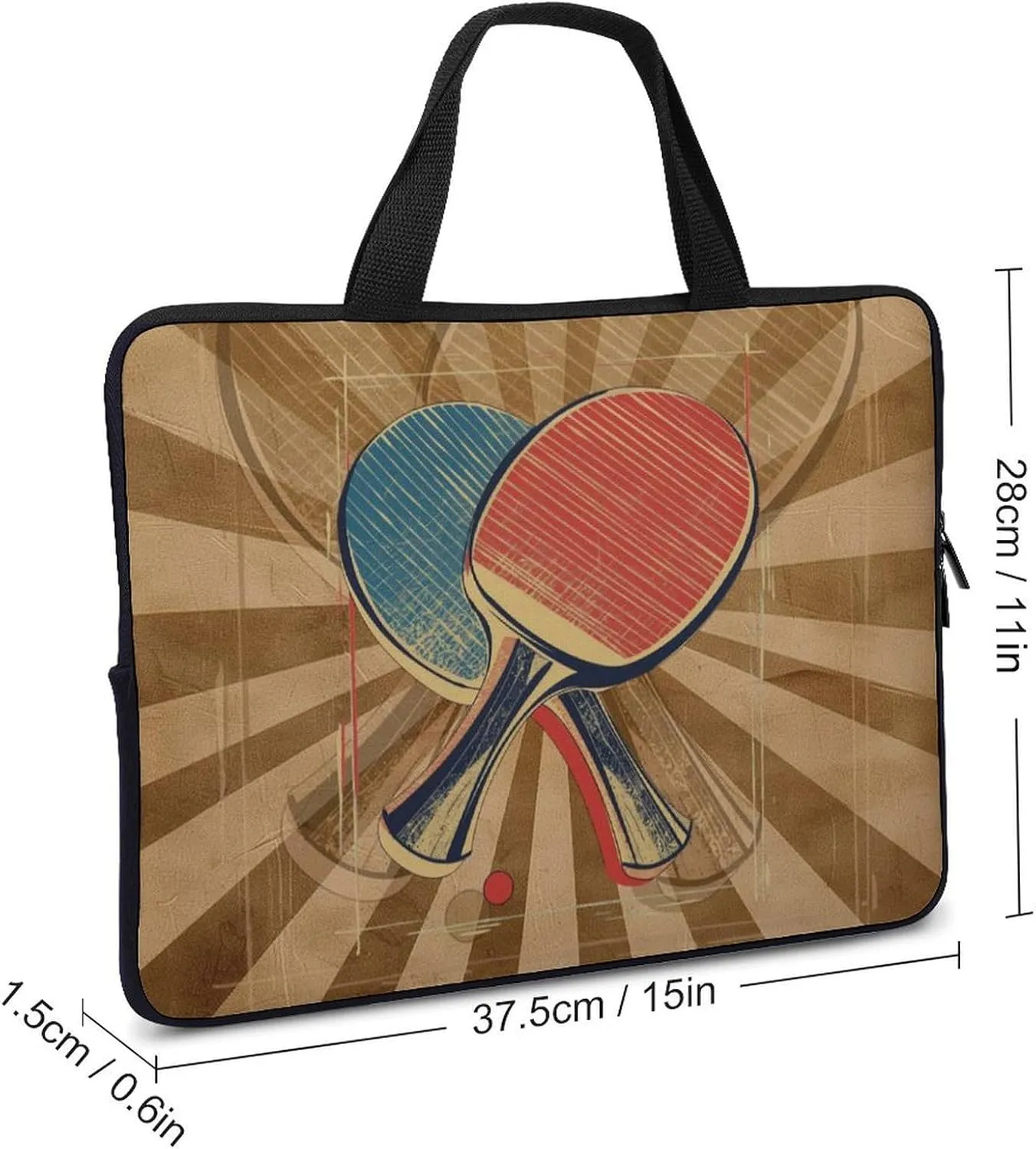 Table Tennis Retro Laptop Bag Laptop Case Computer Messenger Bag with Adjustable Shoulder Strap