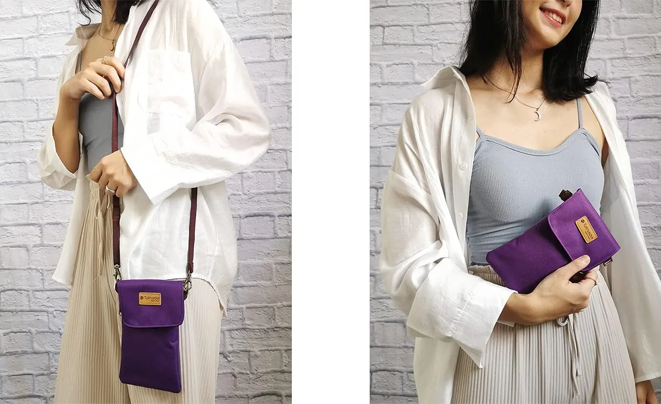 Tainada Crossbody Travel Phone Bag for Women, Small Shoulder Smartphone Touchscreen Wallet Purse Clutch Pouch w/Detachable Strap for iPhone 16/15 Pro Max; Samsung S24 , A54; Google Pixel 9 (Purple)