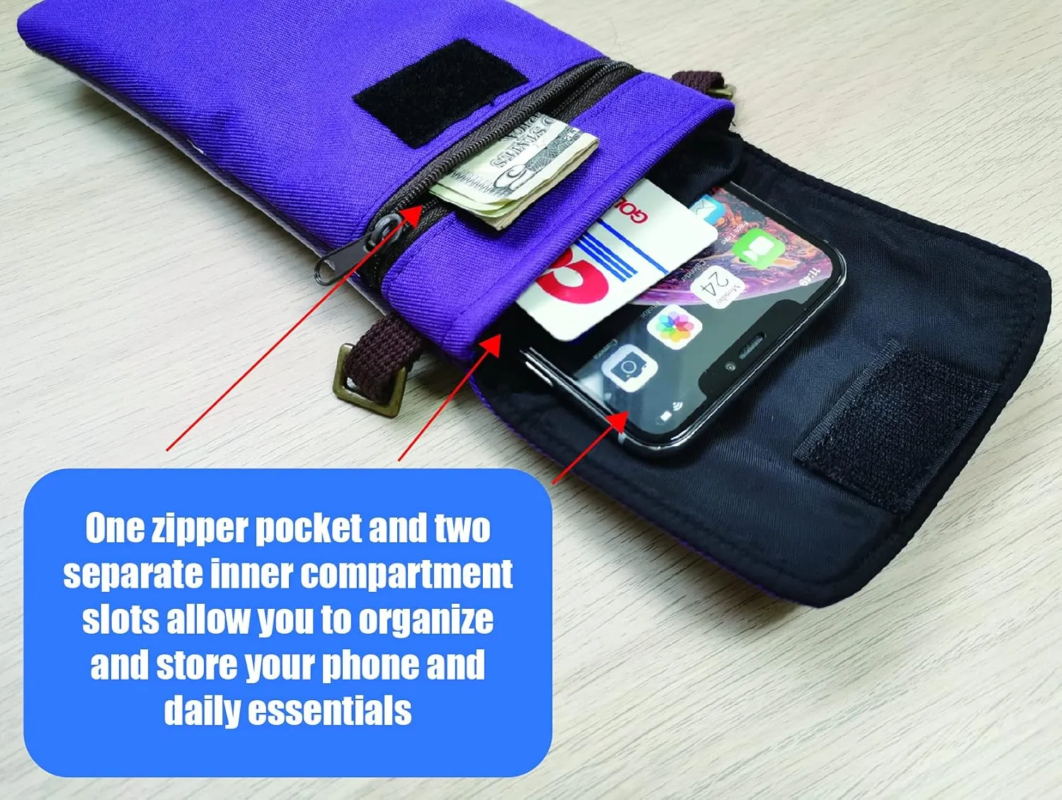 Tainada Crossbody Travel Phone Bag for Women, Small Shoulder Smartphone Touchscreen Wallet Purse Clutch Pouch w/Detachable Strap for iPhone 16/15 Pro Max; Samsung S24 , A54; Google Pixel 9 (Purple)