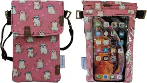Tainada Crossbody Travel Phone Bag for Women, Small Shoulder Smartphone Touchscreen Wallet Purse Clutch Pouch w/Detachable Strap for iPhone 16/15 Pro Max; Samsung S24 , S23, A54 (Cats Pattern Pink)