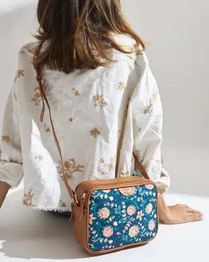 Teal by Chumbak Blue Bloom Box Sling Bag