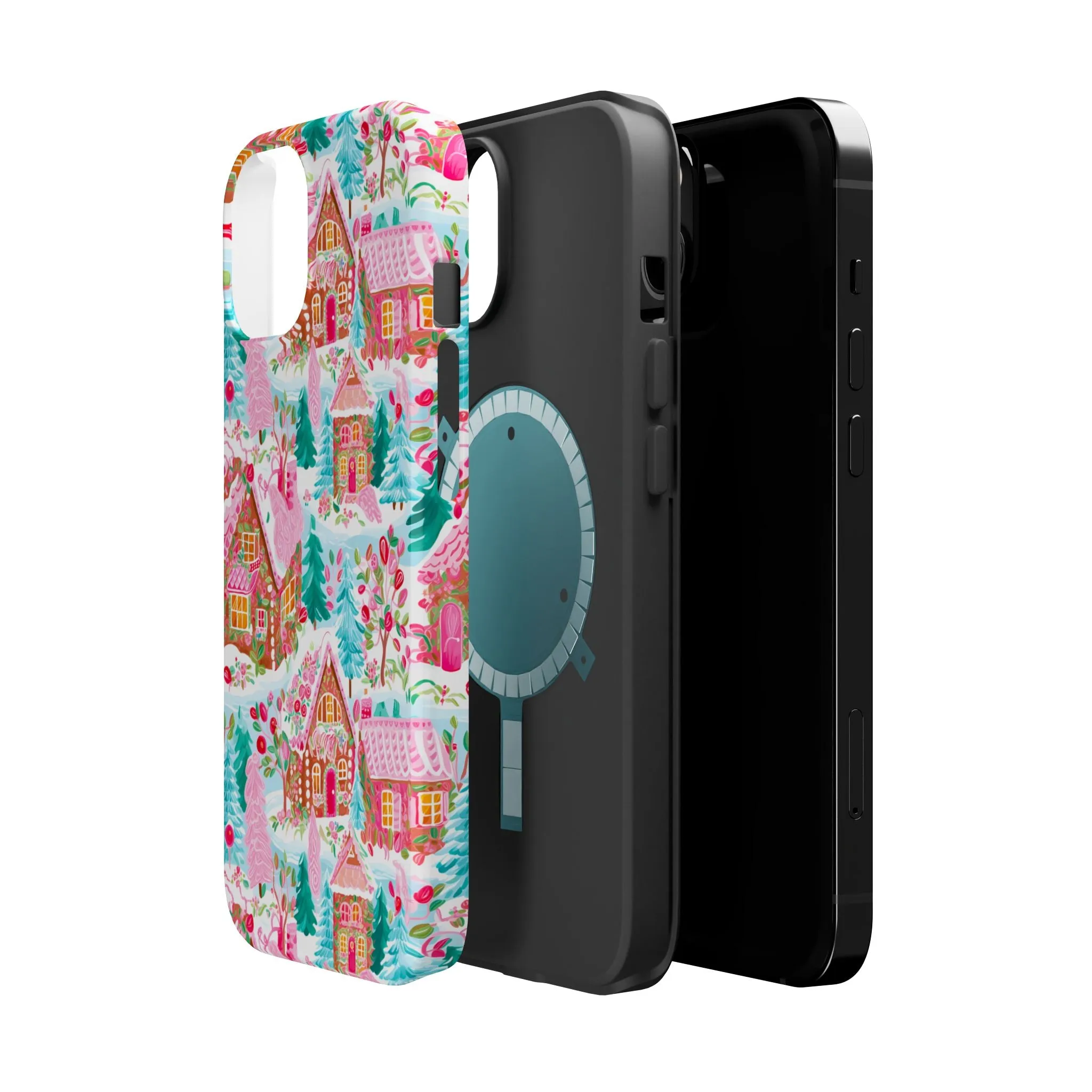 Teal Preppy Christmas Village Magsafe Phone case