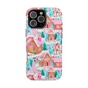 Teal Preppy Christmas Village Magsafe Phone case