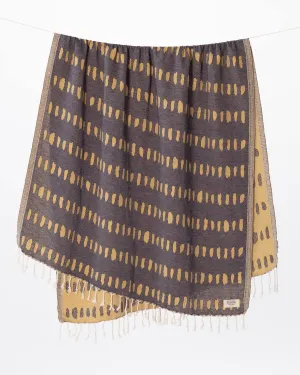 Teema Large Turkish Beach Towel - 100% Turkish Cotton - Sand Free - Fast Drying - Versatile and Multi-Use - The Spots (Golden)
