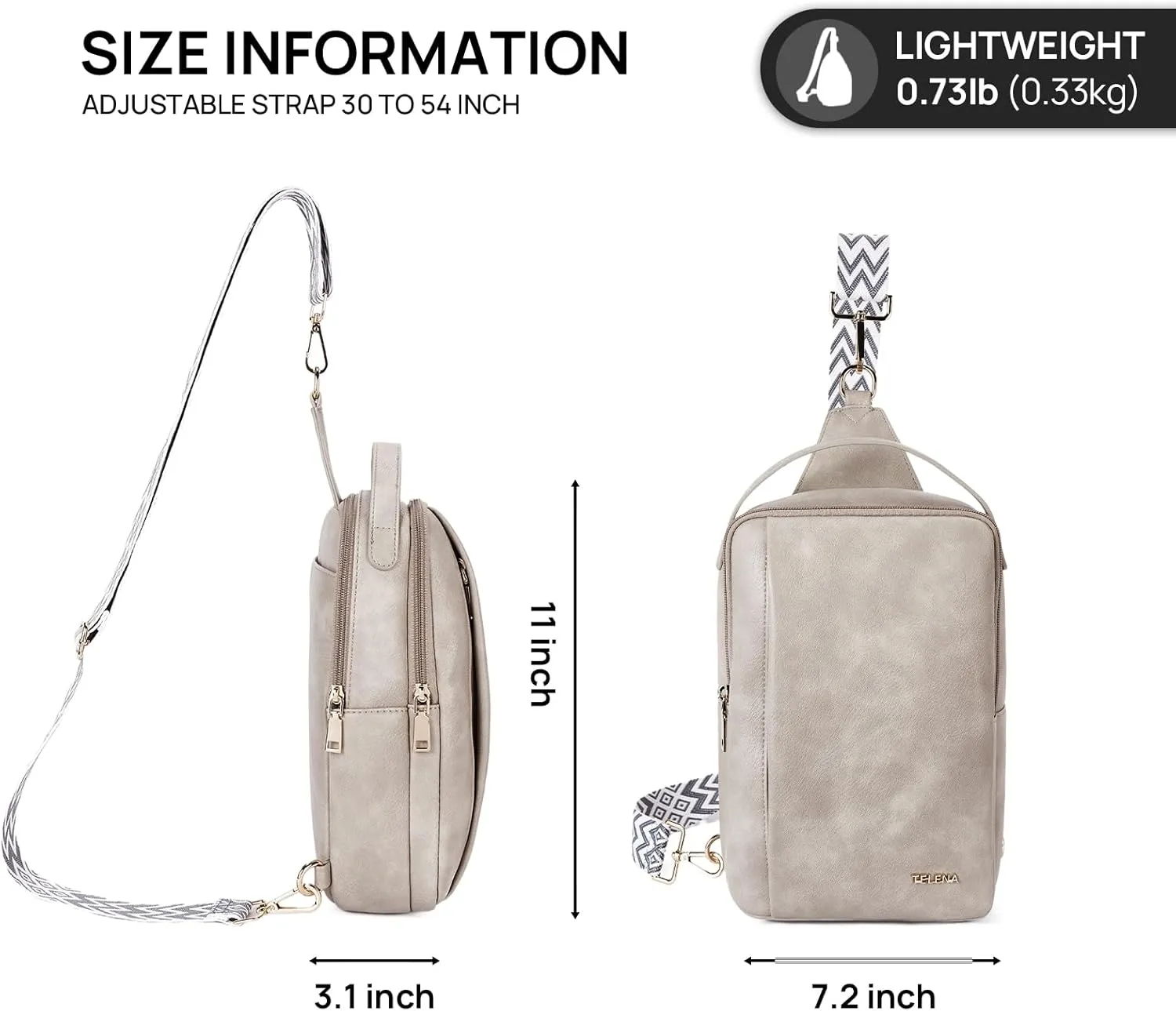 Telena Crossbody Sling Bags for Women, PU Leather Fanny Packs Cross Body Bag for Woman