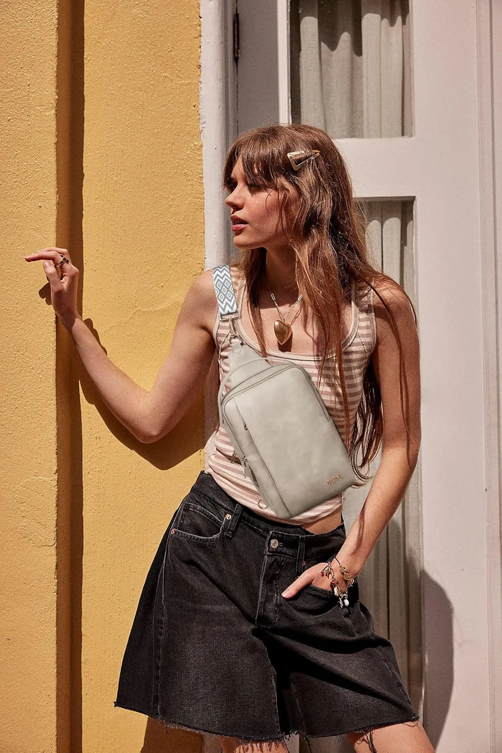 Telena Crossbody Sling Bags for Women, PU Leather Fanny Packs Cross Body Bag for Woman