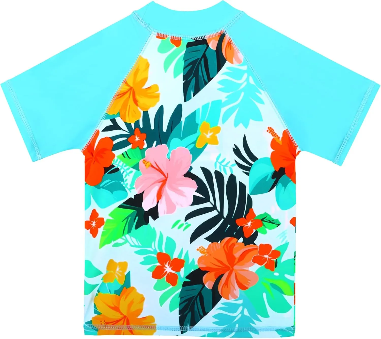 TFJH E Girls Short Sleeve Swimwear Two Piece Swimsuit UPF 50  Rash Guard Sets UV 3-12Y