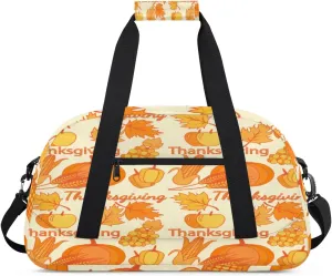Thanksgiving Gym Duffel Bag for Men Women Fruits Vegetables Sports Tote Bag with Adjustable Shoulder Strap for Dance Gymnastics Traveling Outdoor Camping Overnight Stay